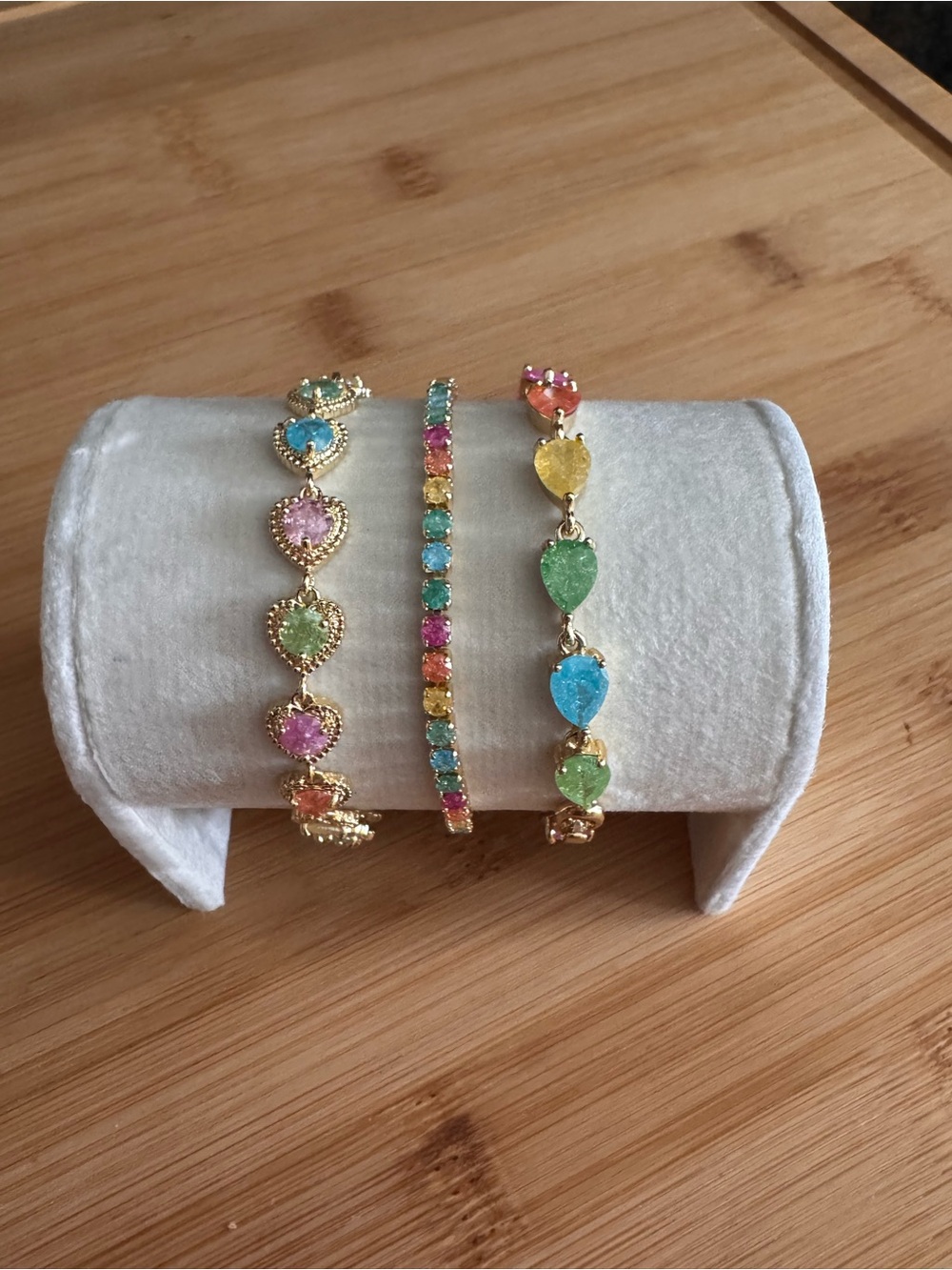 Multicolor Heart & Stone Gold-Tone Women's Bracelet Set